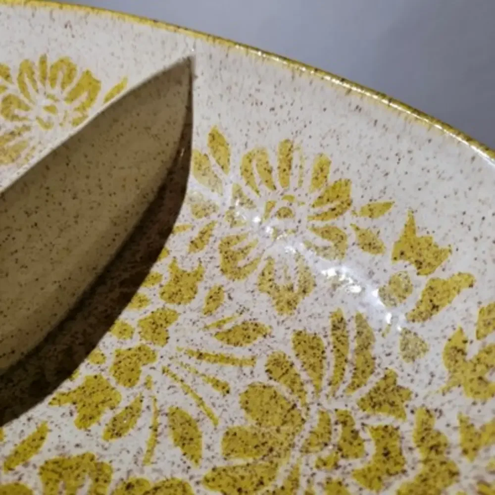 Vintage 60s Red Wing Damask Divided Vegetable Serving Dish‎ Oval 12
